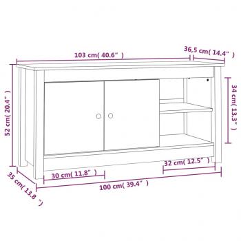 TV-Schrank 103x36,5x52 cm Massivholz Kiefer