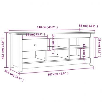 Schuhschrank Honigbraun 110x38x45,5 cm Massivholz Kiefer