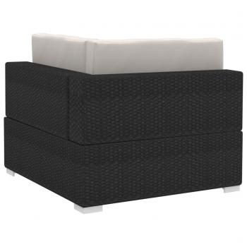 Ecksofas 2 Stk. mit Auflagen Poly Rattan Schwarz