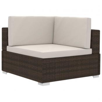 Ecksofas 2 Stk. mit Auflagen Poly Rattan Braun