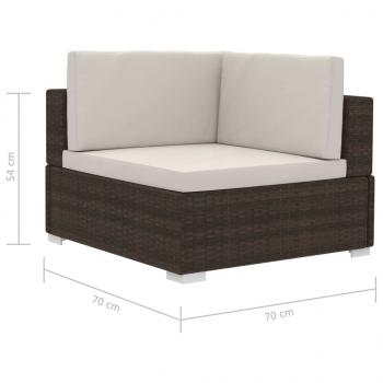 Ecksofas 2 Stk. mit Auflagen Poly Rattan Braun