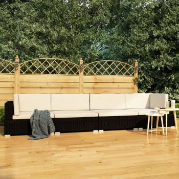 ARDEBO.de - 4-tlg. Garten-Sofagarnitur mit Auflagen Poly Rattan Schwarz