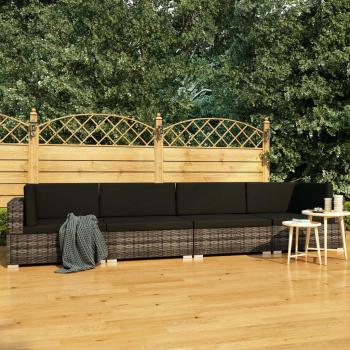 ARDEBO.de - 4-tlg. Garten-Sofagarnitur mit Auflagen Poly Rattan Grau