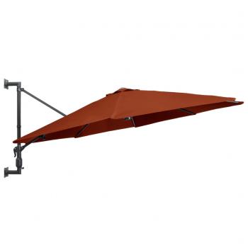 Sonnenschirm Wandmontage mit Metallmast 300 cm Terracotta-Rot