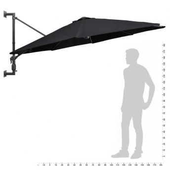 Sonnenschirm Wandmontage mit Metallmast 300 cm Schwarz