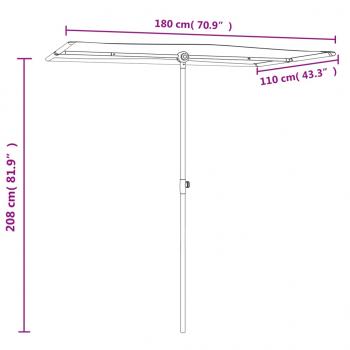 Sonnenschirm mit Aluminium-Mast 180 x 110 cm Anthrazit 