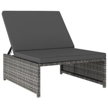 Outdoor-Lehnstühle 2 Stk. mit Tisch Grau Poly Rattan