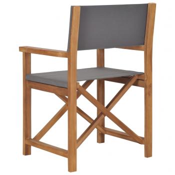 Regiestuhl Massivholz Teak Grau