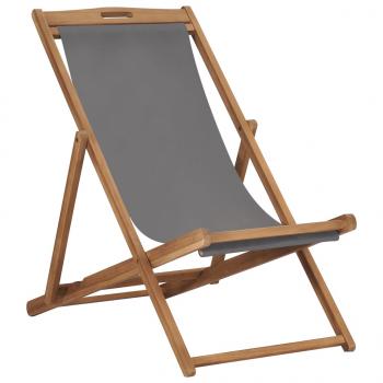 Strandstuhl Klappbar Massivholz Teak Grau