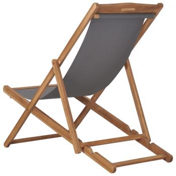 Strandstuhl Klappbar Massivholz Teak Grau