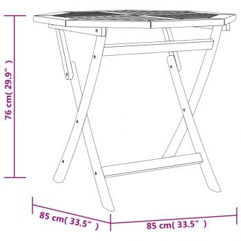 Klappbarer Gartentisch 85x85x76 cm Teak Massivholz