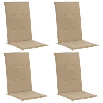 Gartenstuhlauflagen für Hochlehner 4Stk. Beige 120x50x3cm Stoff