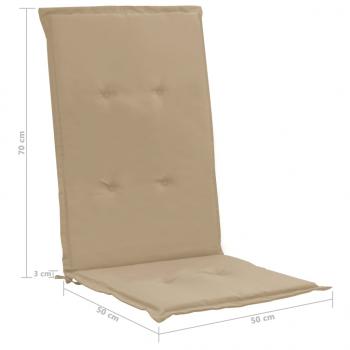 Gartenstuhlauflagen für Hochlehner 4Stk. Beige 120x50x3cm Stoff