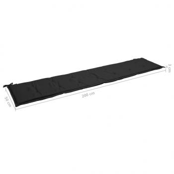 Gartenbank-Auflage Schwarz 200x50x3 cm Oxford-Gewebe