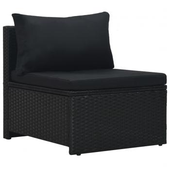 6-tlg. Garten-Lounge-Set mit Auflagen Poly Rattan Schwarz