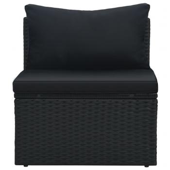 6-tlg. Garten-Lounge-Set mit Auflagen Poly Rattan Schwarz