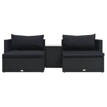 5-tlg. Garten-Lounge-Set mit Auflagen Poly Rattan Schwarz