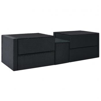 5-tlg. Garten-Lounge-Set mit Auflagen Poly Rattan Schwarz