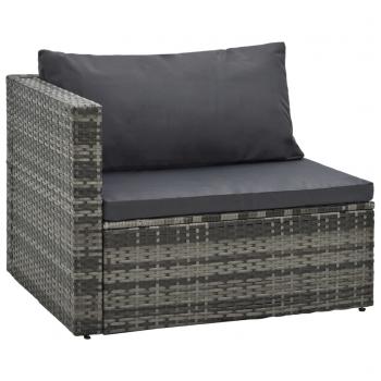 5-tlg. Garten-Lounge-Set mit Auflagen Poly Rattan Grau