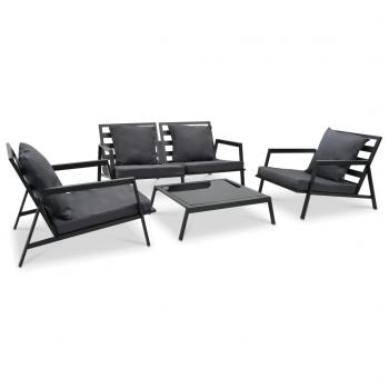 ARDEBO.de - 4-tlg. Outdoor-Lounge-Set mit Kissen Aluminium Dunkelgrau