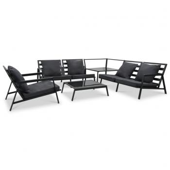 ARDEBO.de - 5-tlg. Garten-Lounge-Set mit Auflagen Aluminium Dunkelgrau