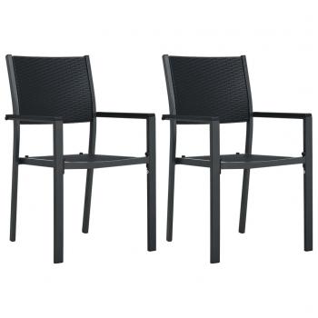 ARDEBO.de - Gartenstühle 2 Stk. Schwarz Kunststoff Rattan-Optik