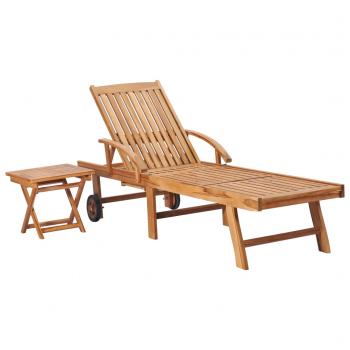 ARDEBO.de - Sonnenliege mit Tisch Massivholz Teak 