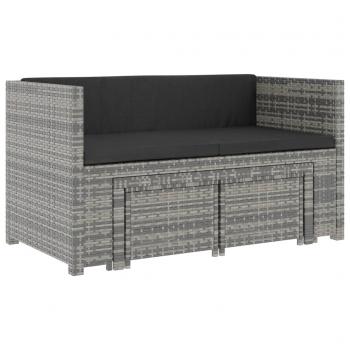 5-tlg. Garten-Lounge-Set mit Auflagen Poly Rattan Grau