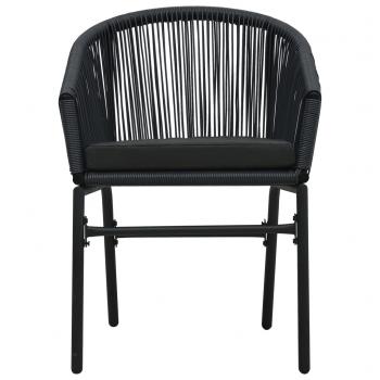 3-tlg. Bistro-Set mit Kissen PE-Rattan Schwarz  