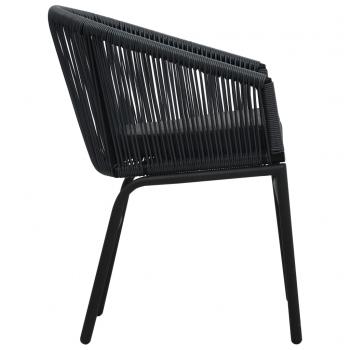 3-tlg. Bistro-Set mit Kissen PE-Rattan Schwarz  