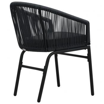 3-tlg. Bistro-Set mit Kissen PE-Rattan Schwarz  