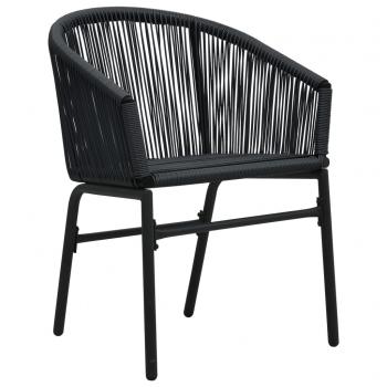 3-tlg. Bistro-Set mit Kissen PE-Rattan Schwarz  