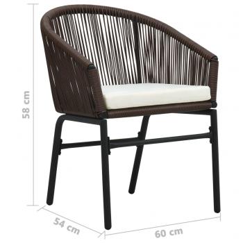 3-tlg. Bistro-Set mit Kissen PE-Rattan Braun  