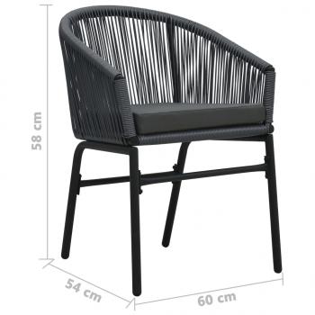 3-tlg. Bistro-Set mit Kissen PE-Rattan Grau