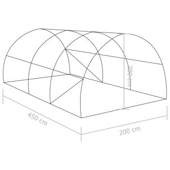 Gewächshaus 9 m² 4,5x2x2 m