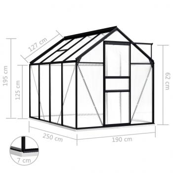 Gewächshaus mit Fundament Anthrazit Aluminium 4,75 m²