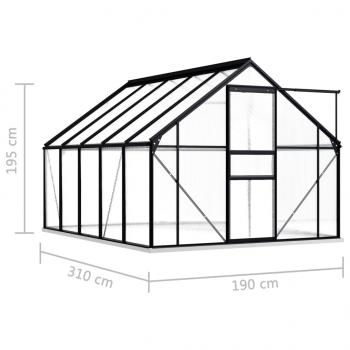 Gewächshaus mit Fundament Anthrazit Aluminium 5,89 m²