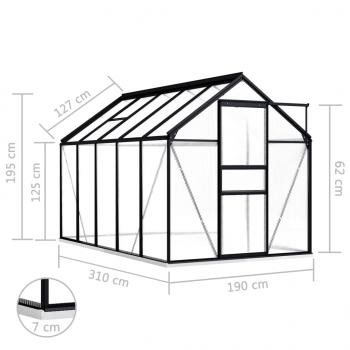 Gewächshaus mit Fundament Anthrazit Aluminium 5,89 m²