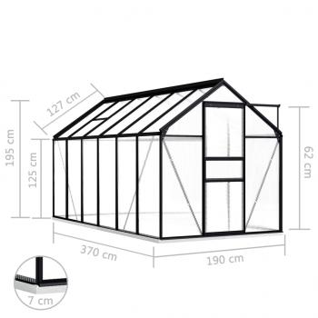 Gewächshaus mit Fundament Anthrazit Aluminium 7,03 m²