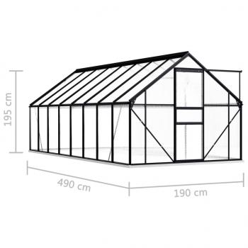 Gewächshaus mit Fundament Anthrazit Aluminium 9,31 m²