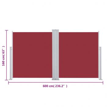 Ausziehbare Seitenmarkise Rot 160 x 600 cm