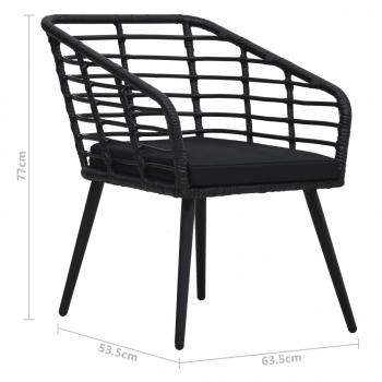 3-tlg. Bistro-Set Poly Rattan Schwarz