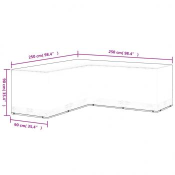 Gartenmöbel-Abdeckung L-Form 12 Ösen 250x250x90 cm