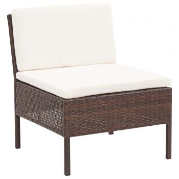 6-tlg. Garten-Lounge-Set mit Auflagen Poly Rattan Braun