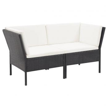 6-tlg. Garten-Lounge-Set mit Auflagen Poly Rattan Schwarz