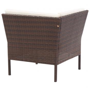 6-tlg. Garten-Lounge-Set mit Auflagen Poly Rattan Braun