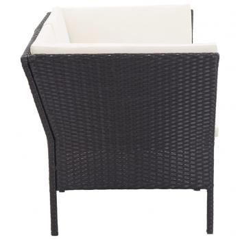 6-tlg. Garten-Lounge-Set mit Auflagen Poly Rattan Schwarz