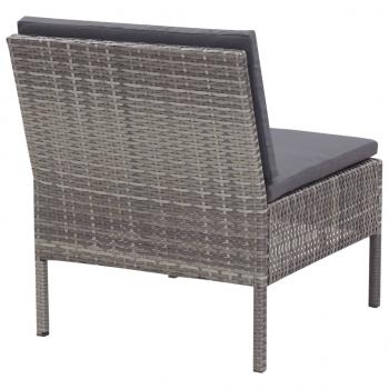 6-tlg. Garten-Lounge-Set mit Auflagen Poly Rattan Grau