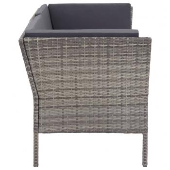 6-tlg. Garten-Lounge-Set mit Auflagen Poly Rattan Grau