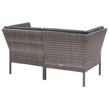 6-tlg. Garten-Lounge-Set mit Auflagen Poly Rattan Grau